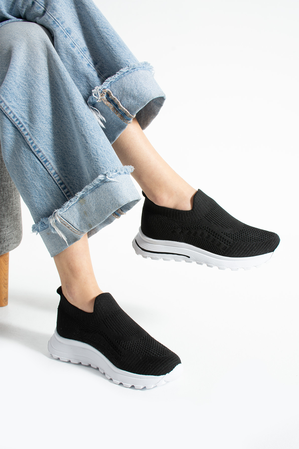 Siyah Triko (BeyazTaban) Günlük Kadın Sneaker