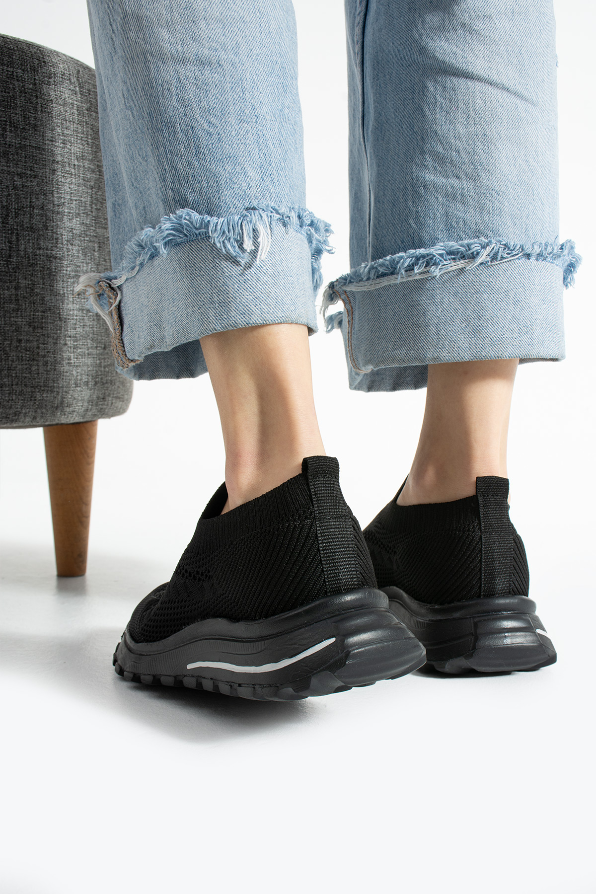 Siyah Triko (Siyah Taban) Günlük Kadın Sneaker