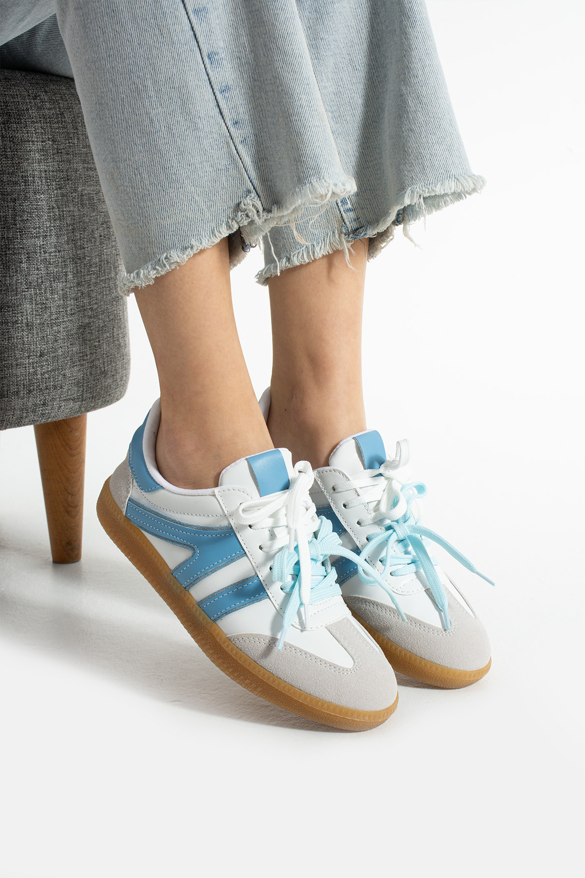 Bebe Mavi Detaylı Beyaz Günlük Kadın Sneaker