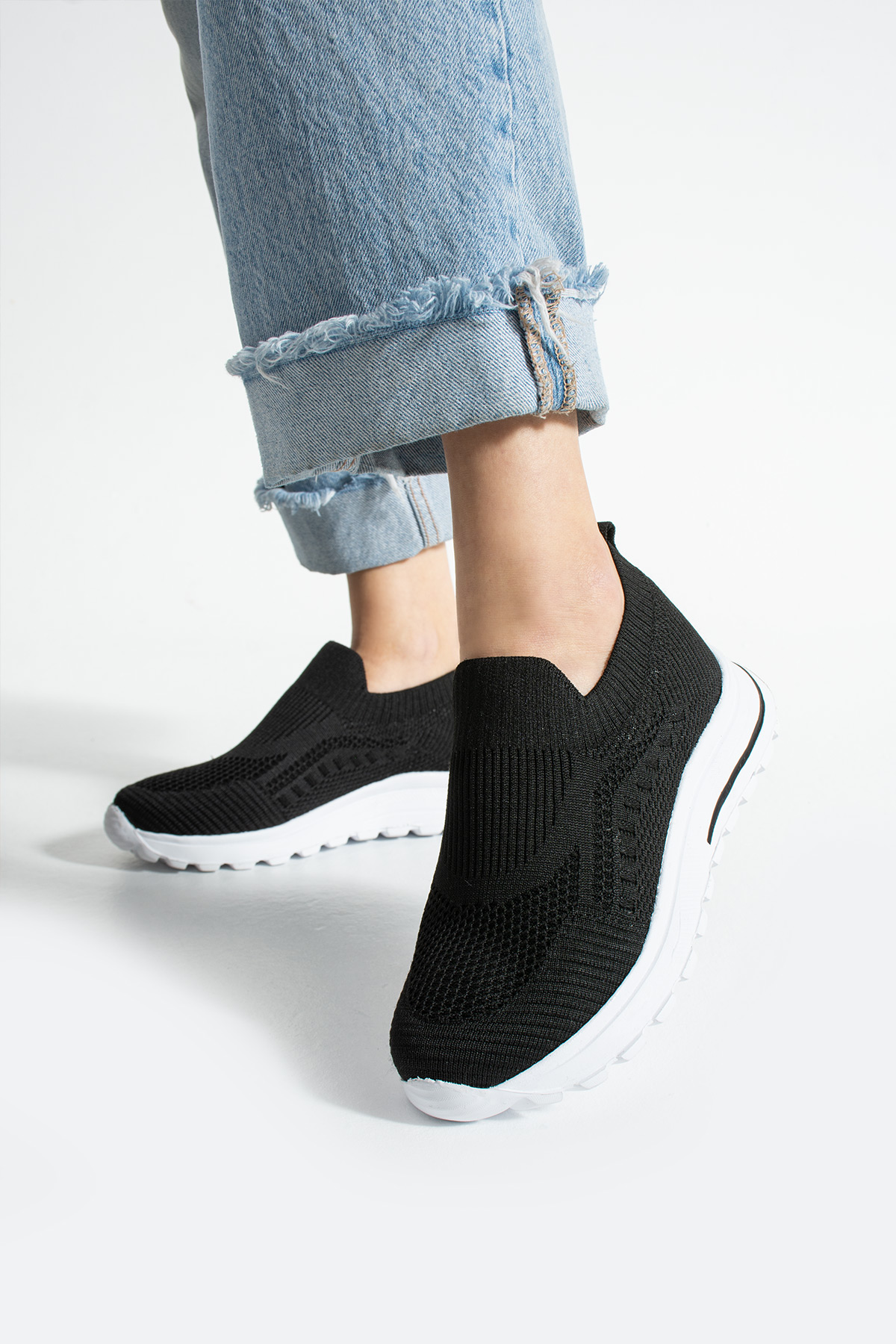 Siyah Triko (BeyazTaban) Günlük Kadın Sneaker