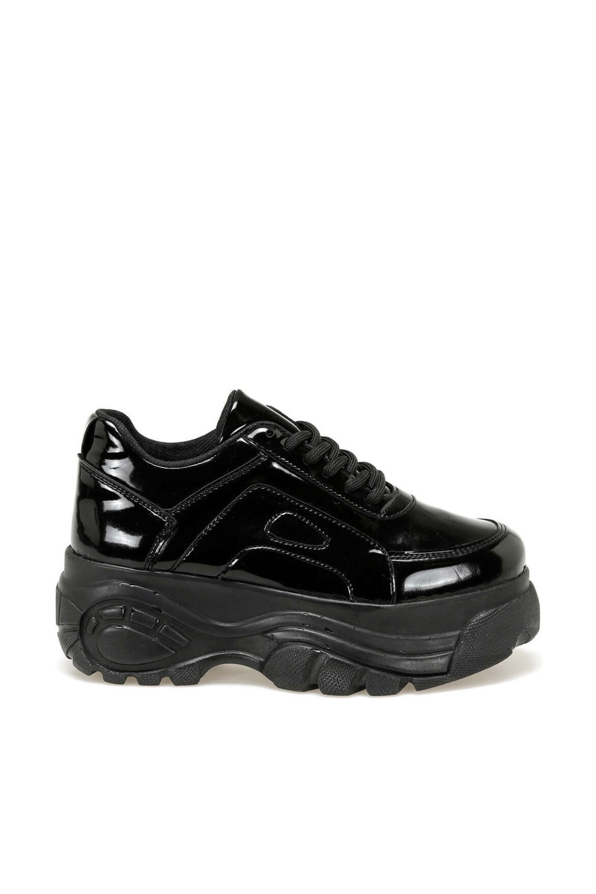 Siyah Rugan Kalın Taban Spor Ayakkabı Sneaker