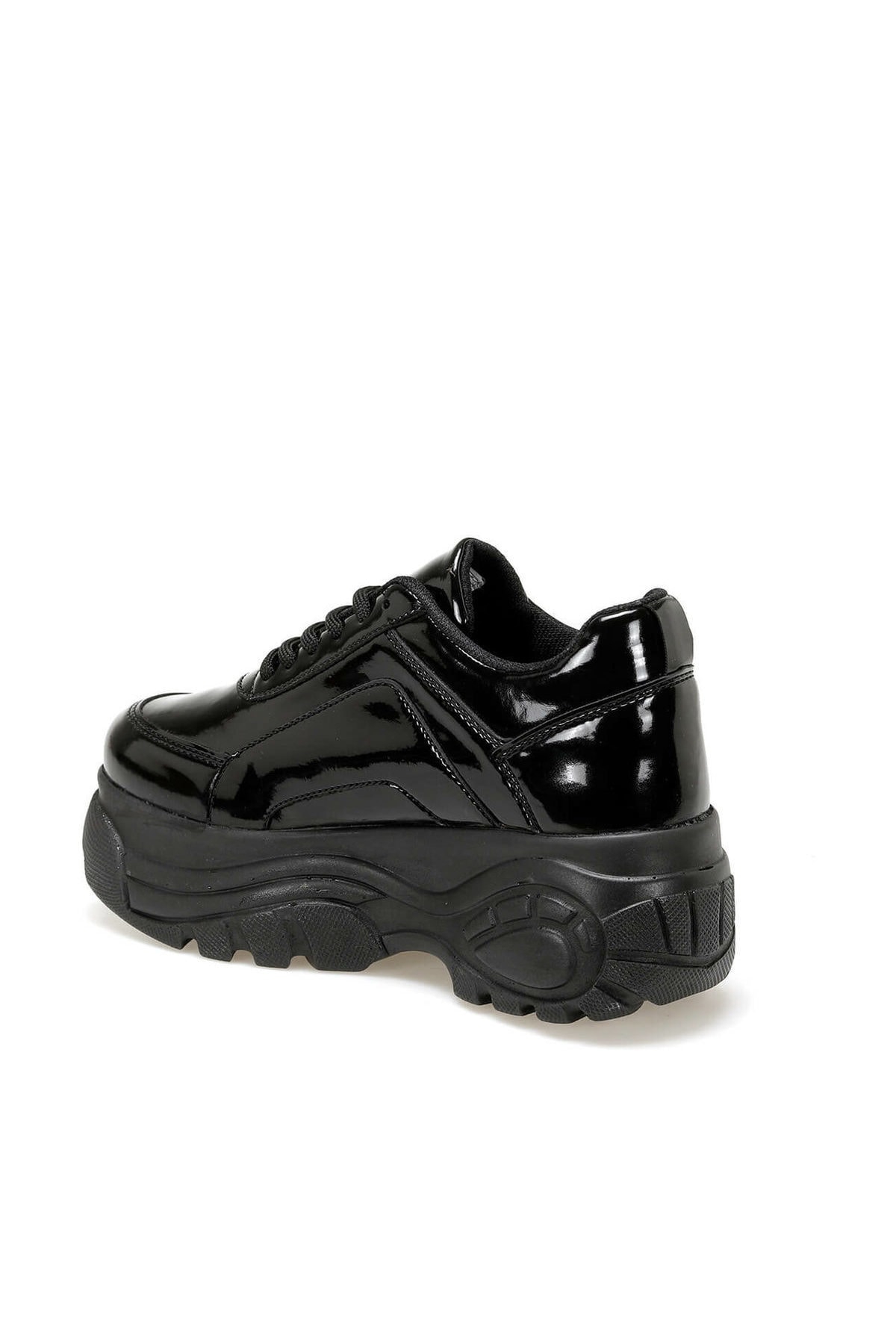 Siyah Rugan Kalın Taban Spor Ayakkabı Sneaker