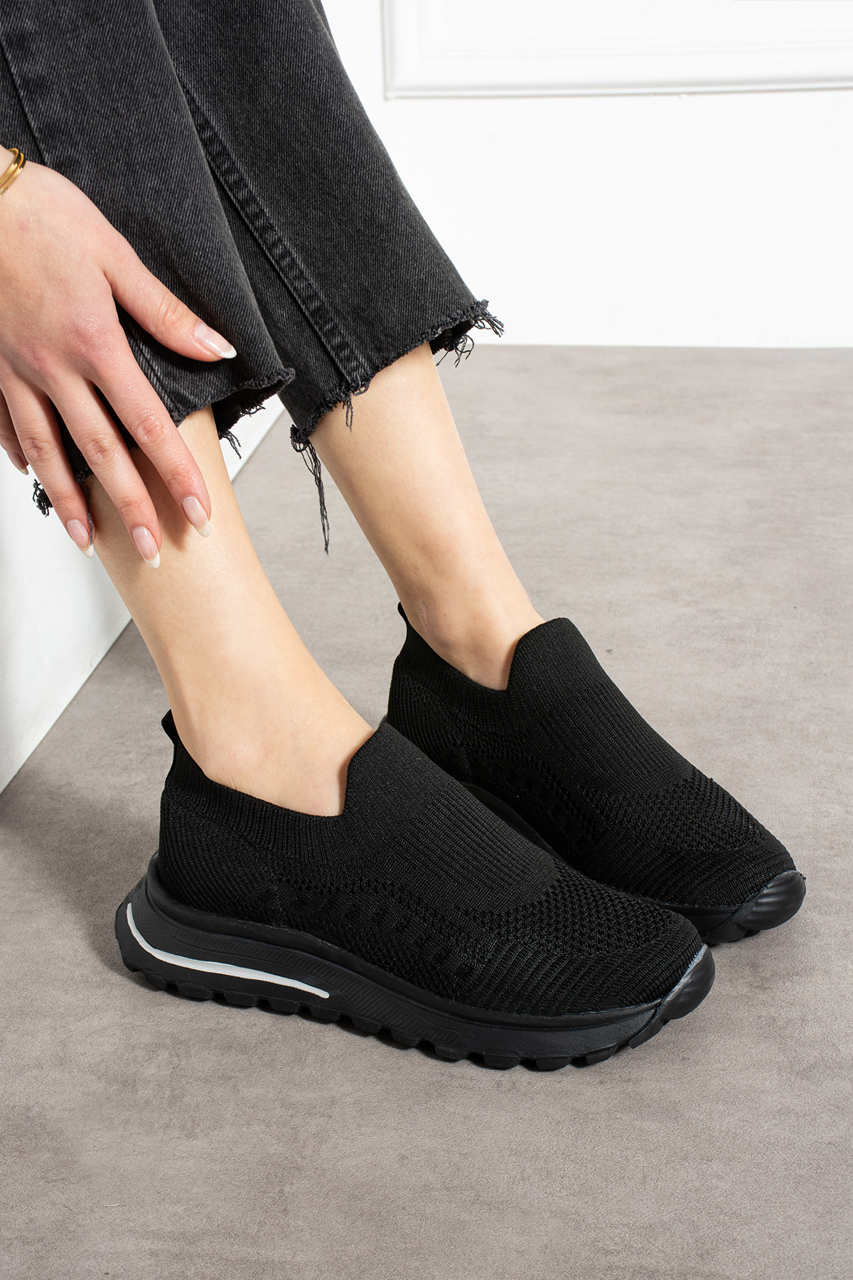 Siyah Triko (Siyah Taban) Günlük Kadın Sneaker