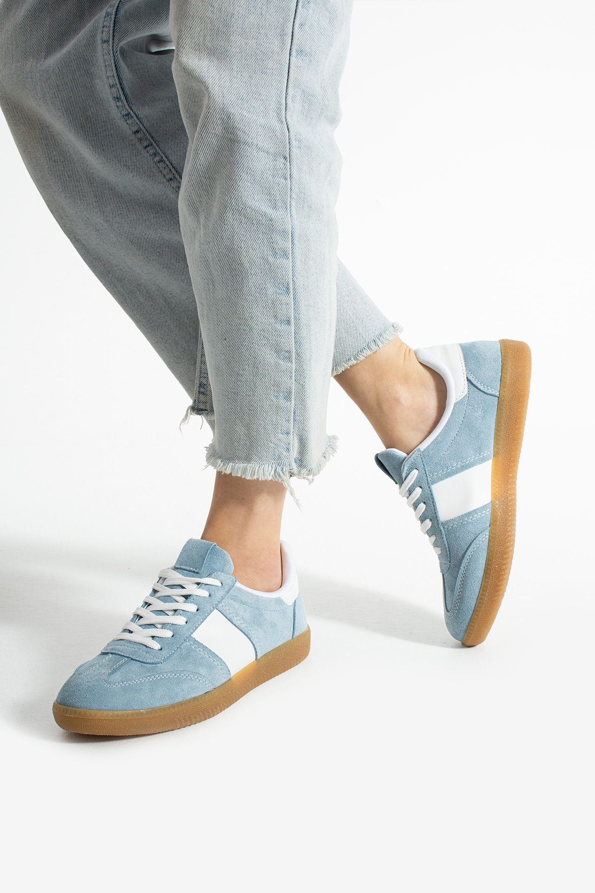 Bebe Mavi Krep Renk Taban Günlük Kadın Sneaker