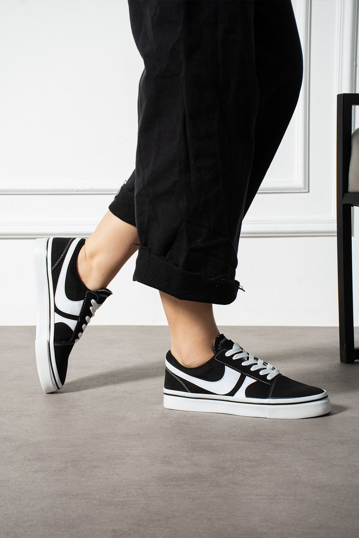 Siyah  Beyaz  Günlük Unisex (Kadın/Erkek) Sneaker
