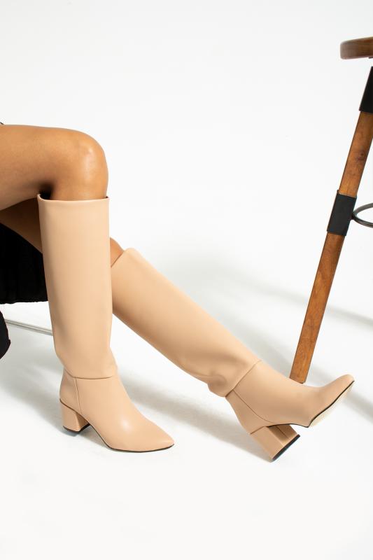 Ten Diz Altı Topuklu Günlük Kadın Çizme