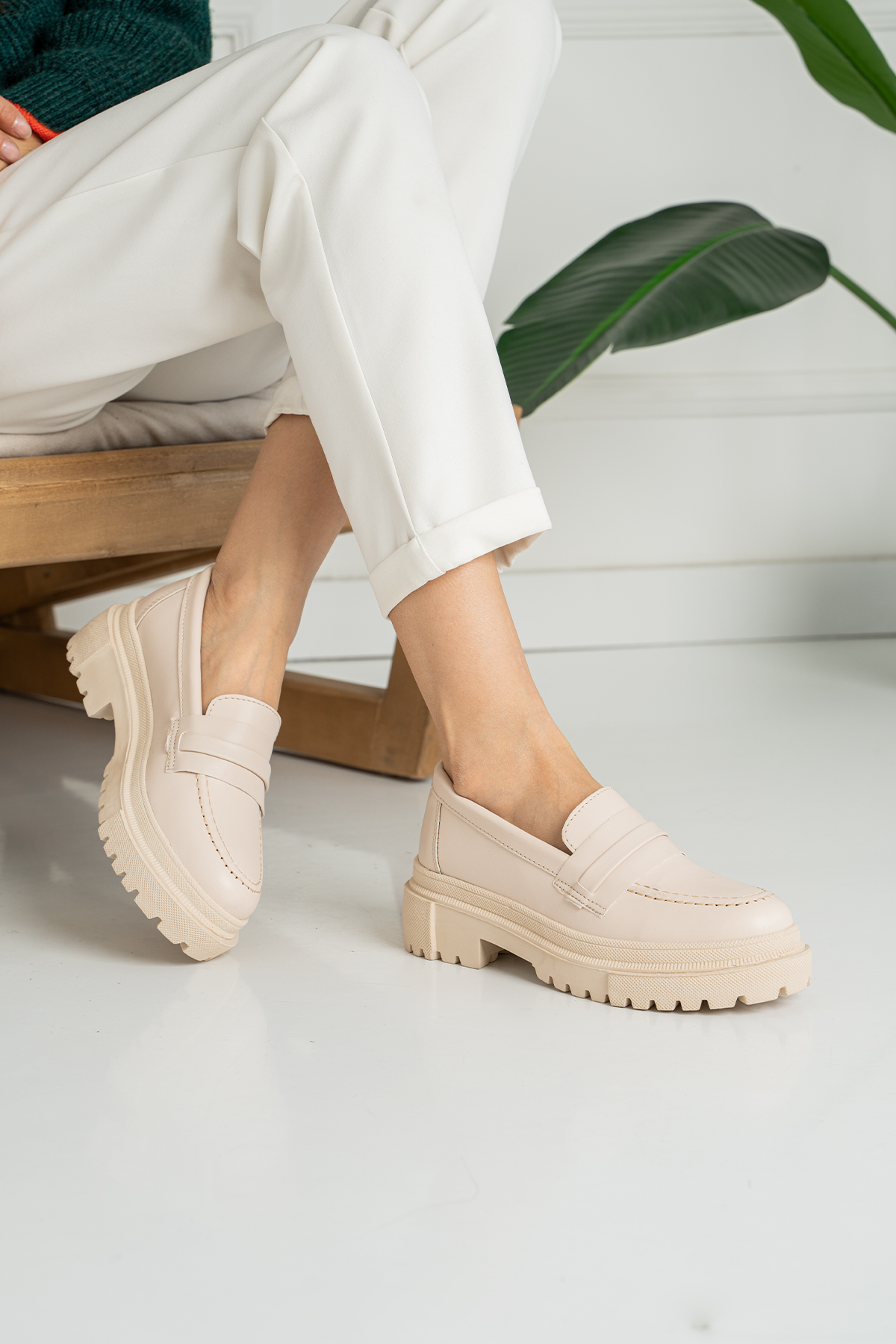 Bej Loafer Günlük Kadın Ayakkabı