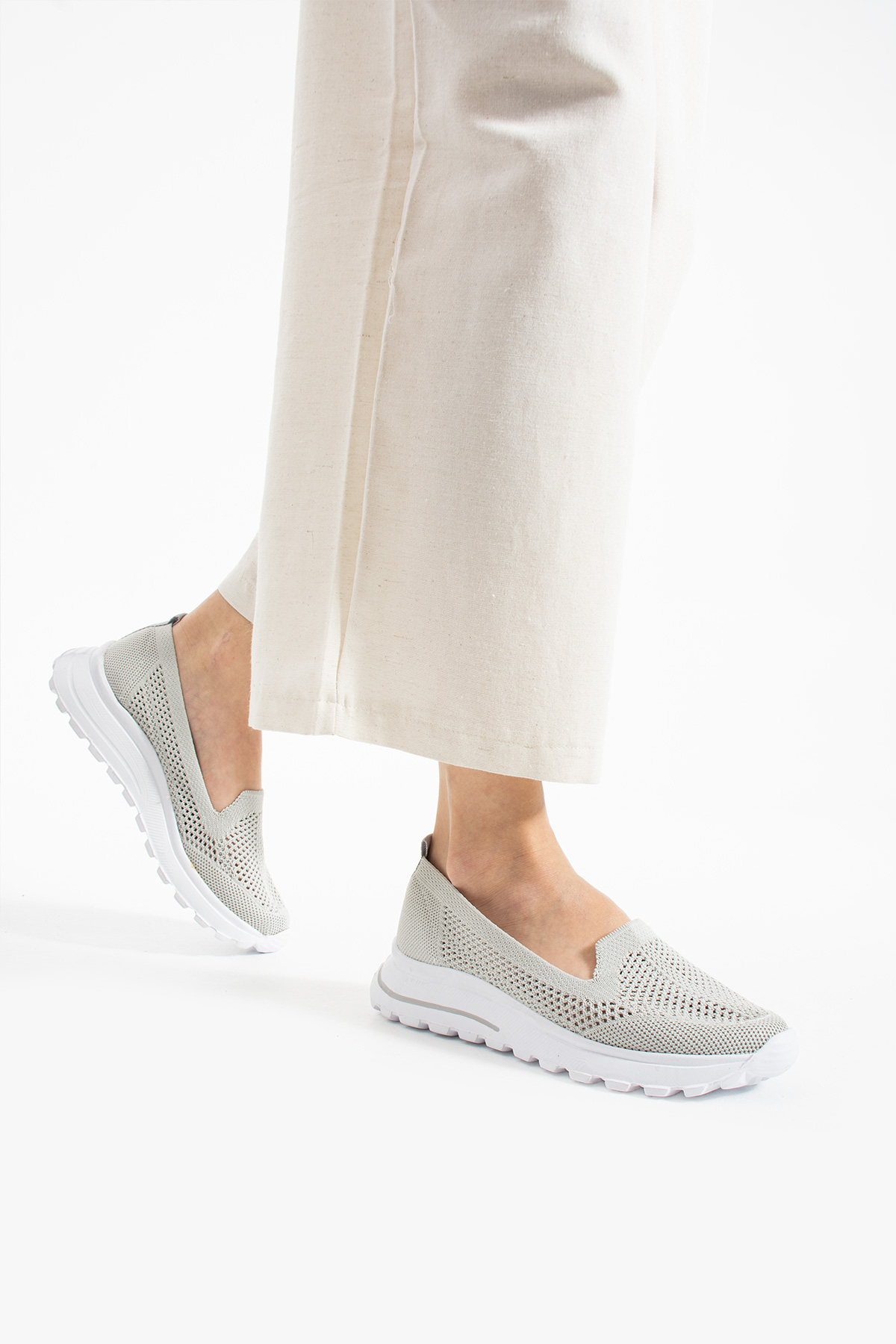 Babet Gri Triko Günlük Kadın Sneaker