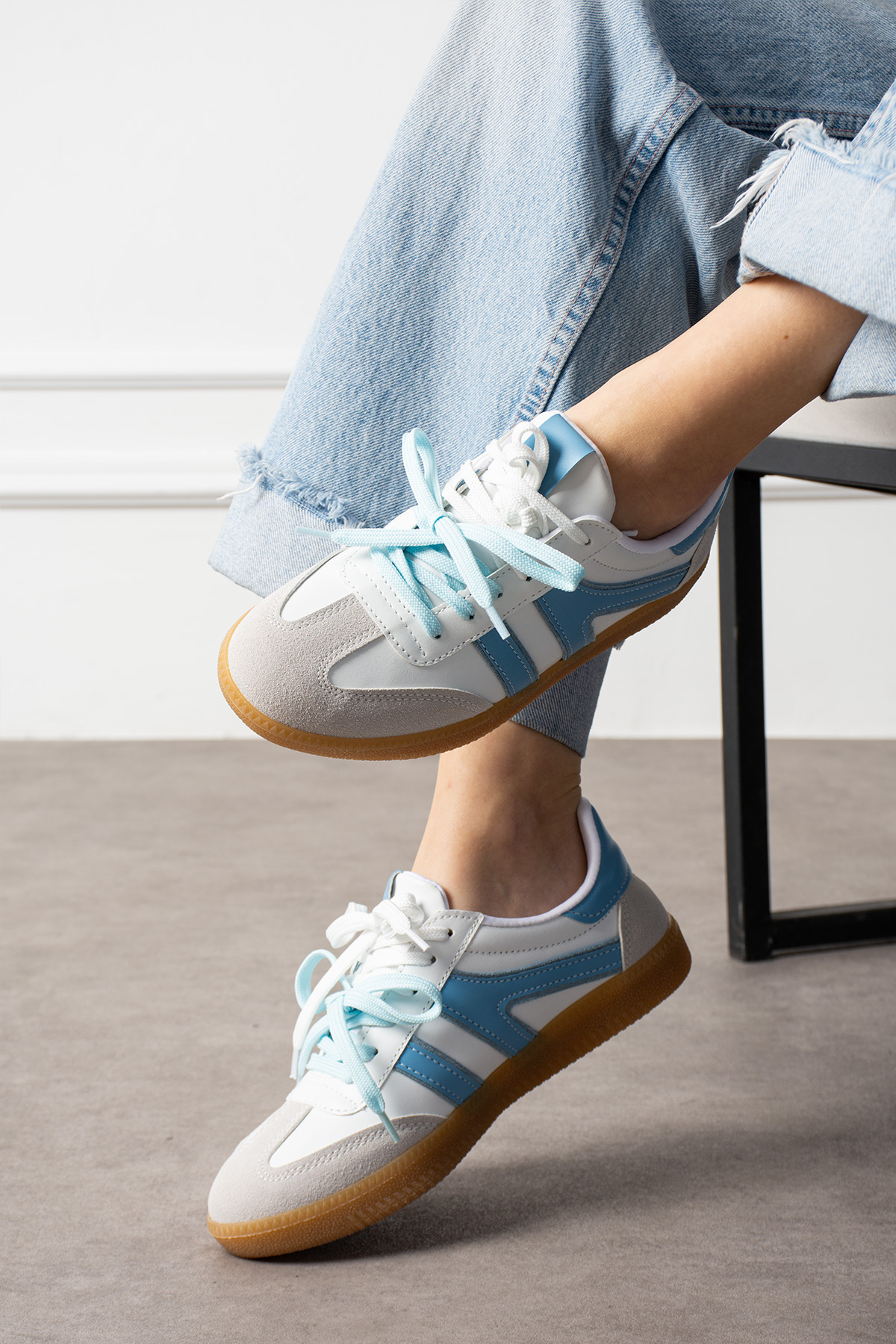 Bebe Mavi Detaylı Beyaz Günlük Kadın Sneaker