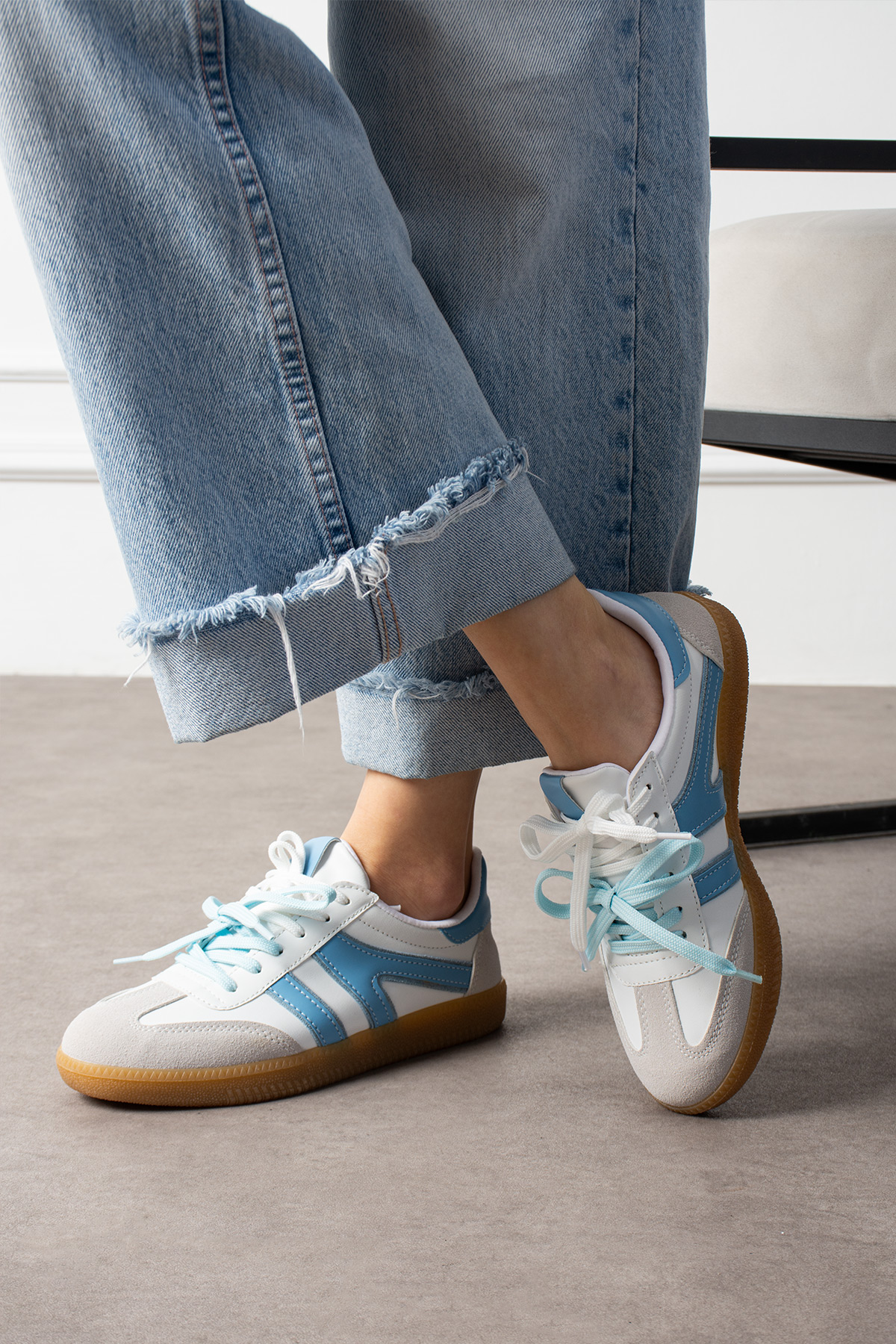 Bebe Mavi Detaylı Beyaz Günlük Kadın Sneaker