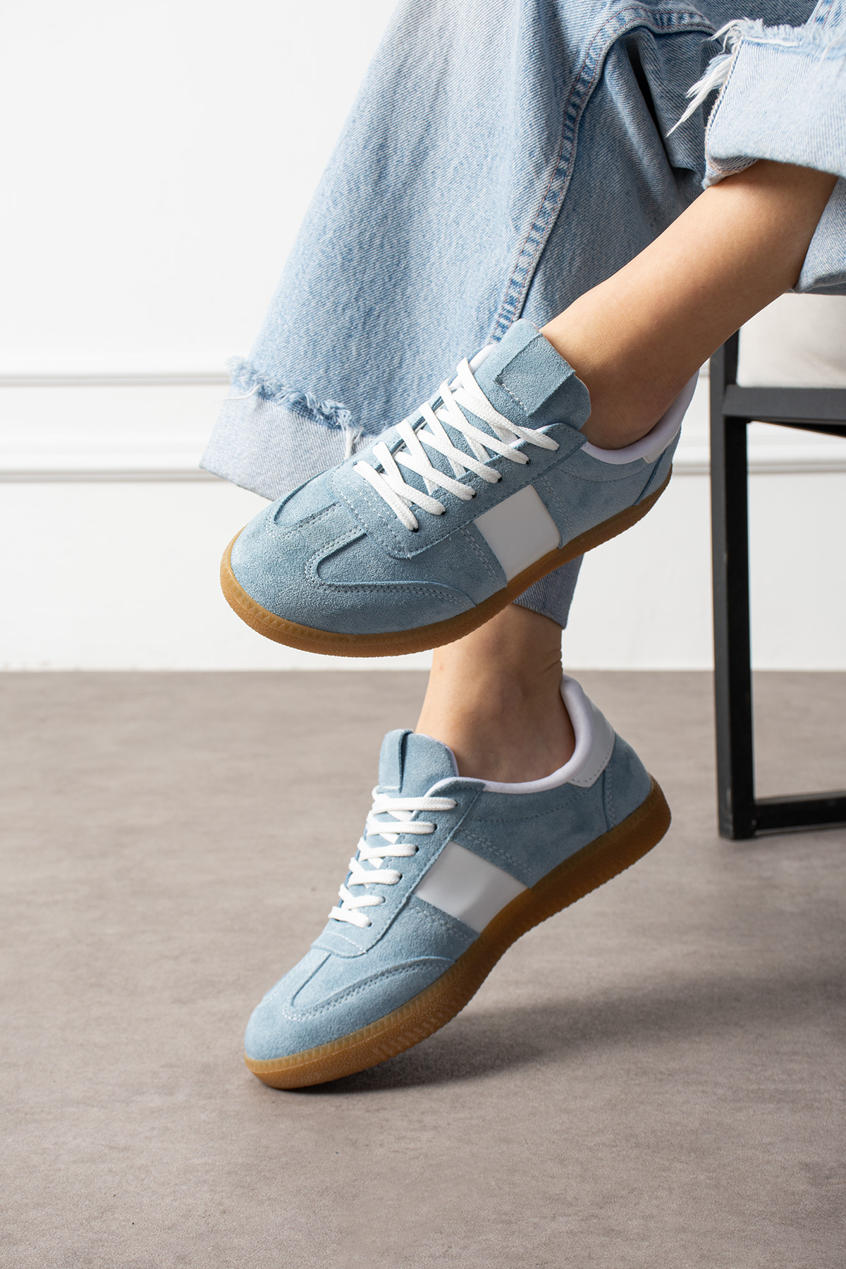 Bebe Mavi Krep Renk Taban Günlük Kadın Sneaker