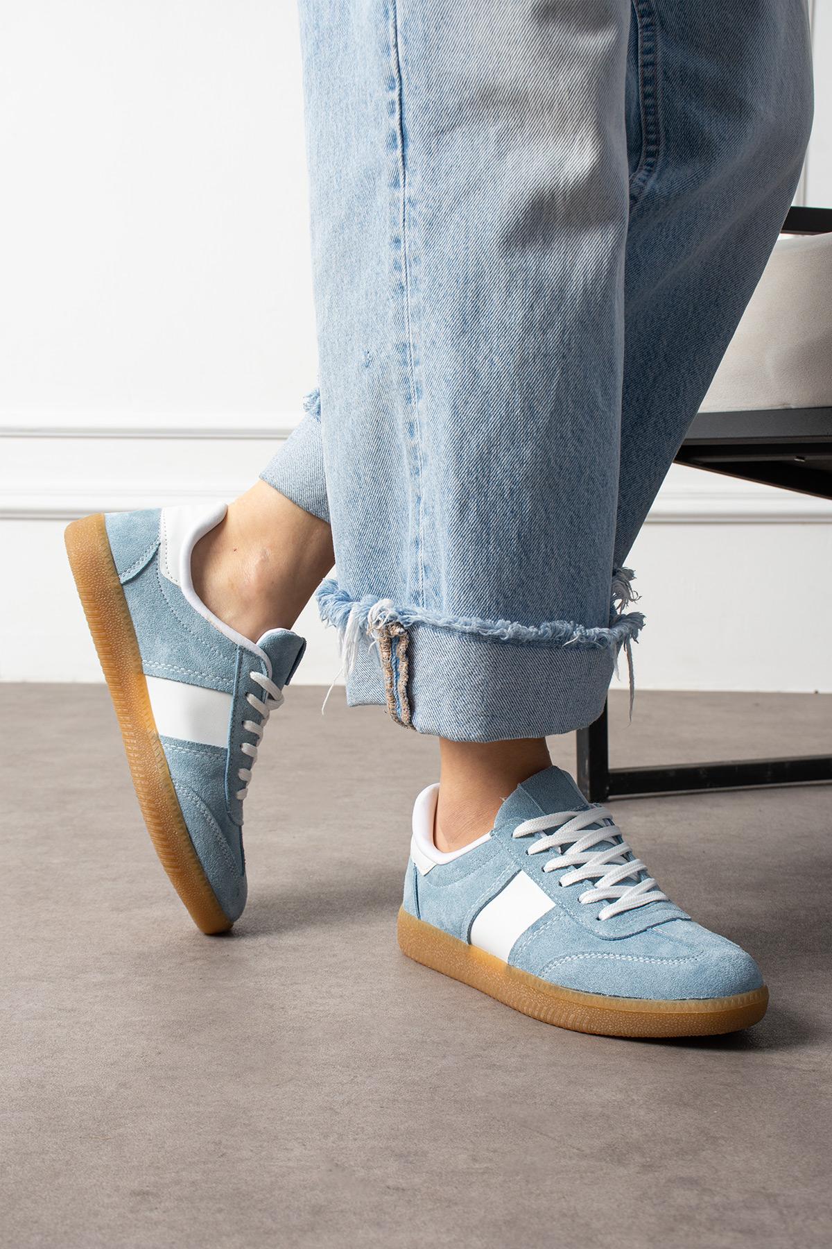 Bebe Mavi Krep Renk Taban Günlük Kadın Sneaker