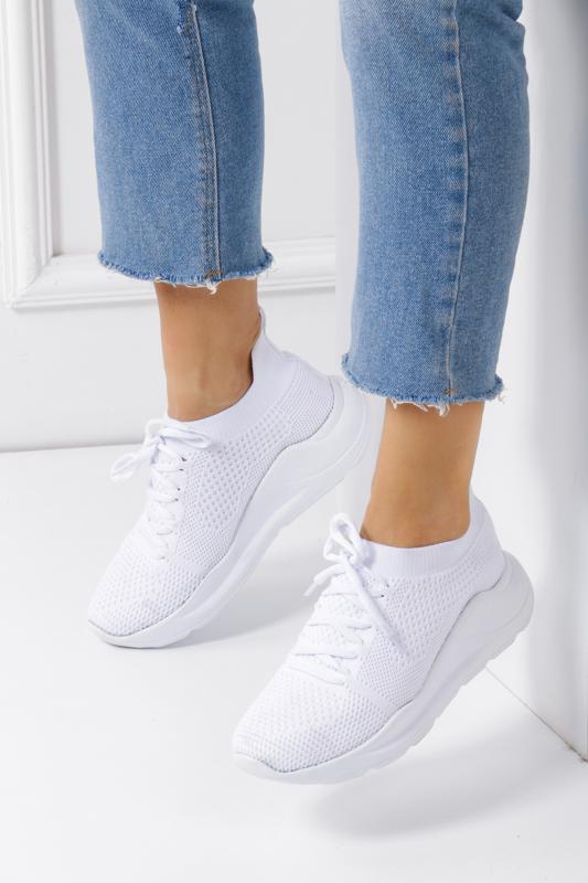 Beyaz Çorap Triko Kadın Sneaker