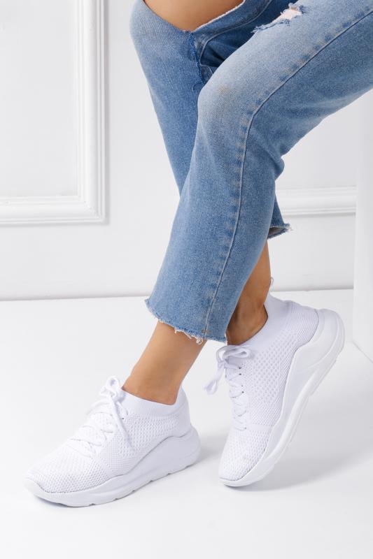 Beyaz Çorap Triko Kadın Sneaker