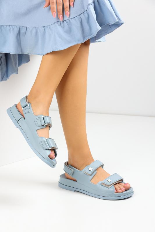 Mavi Günlük Termo Plastik Sudan Etkilenmeyen Kadın Sandalet