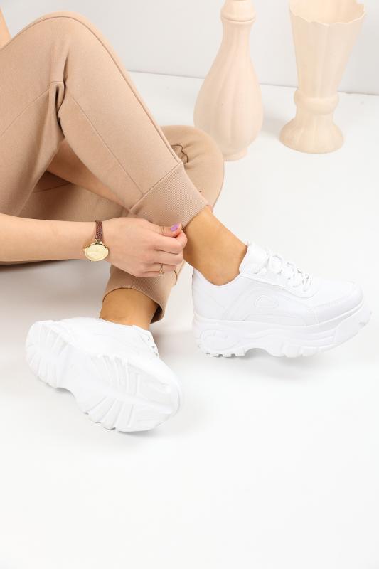 Beyaz Yüksek Taban Kadın Sneaker
