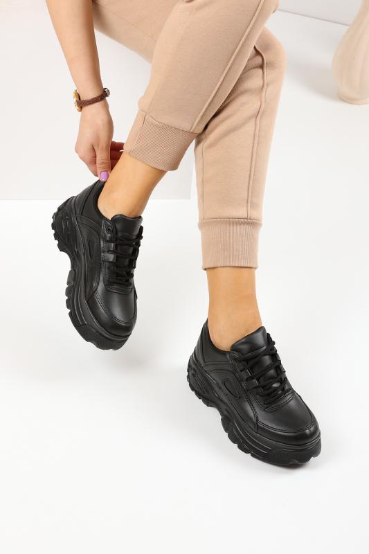 Siyah Yüksek Taban Kadın Sneakers